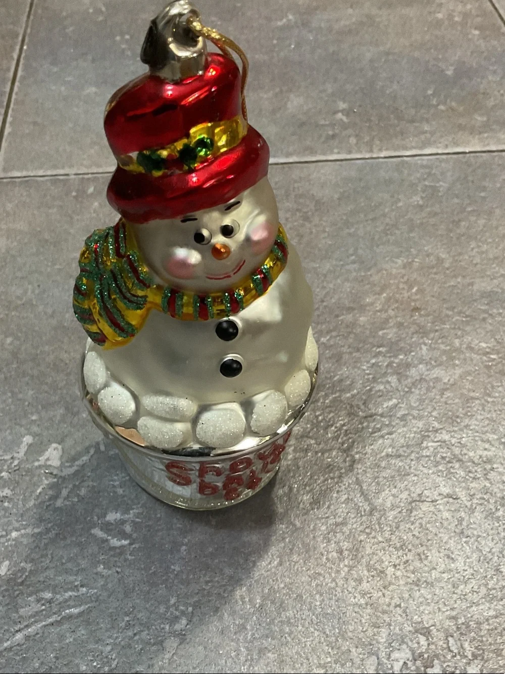 Festive Red & White Snowman Holiday Ornament